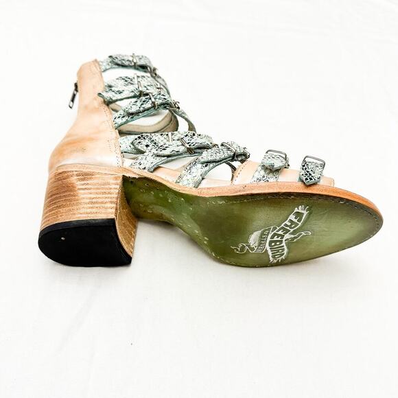 FreeBird Turquoise Casandra Sandal Bootie Distressed Tan Strappy Shoes Size 8 - Picture 4 of 7